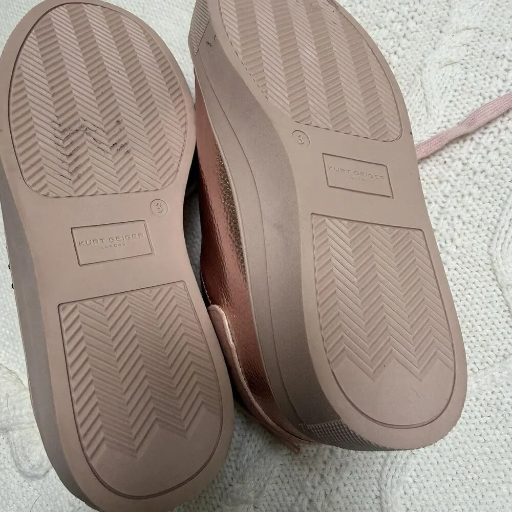 Kurt Geiger London Mini Laney Eye Sneakers Girls Size 3 Pink Lace Up Shoes